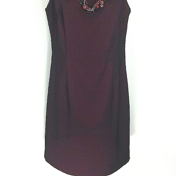 CDC Red Sheath Dress Petite 10P Midi Stretch Sleeveless Cocktail Career Classic - Picture 4 of 11